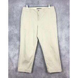 Ralph Lauren Sport Pants Womens 8 Chino Button Fly Cropped Khaki Cotton‎ Casual
